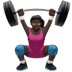 🏋🏿‍♀️ woman lifting weights: dark skin tone display on Apple